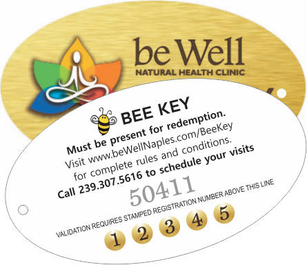 Bee Key loyalty tag with Be Well logo